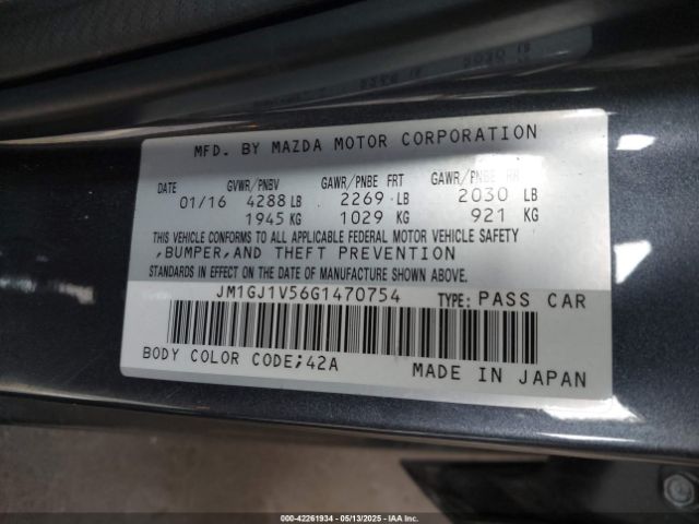 JM1GJ1V56G1470754 Mazda Mazda6 I Touring
