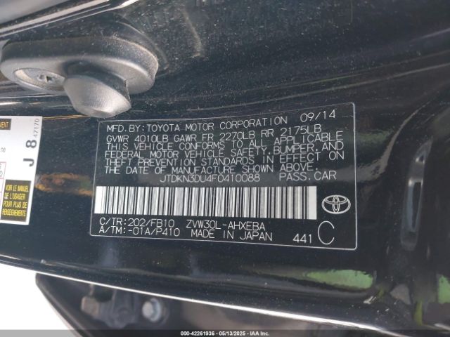 JTDKN3DU4F0410088 Toyota Prius Three