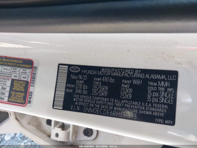 5NMJECDE6RH351893 Hyundai Tucson Limited