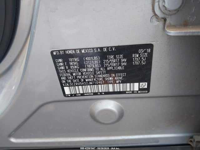 3CZRU5H32JM710467 Honda r18z9