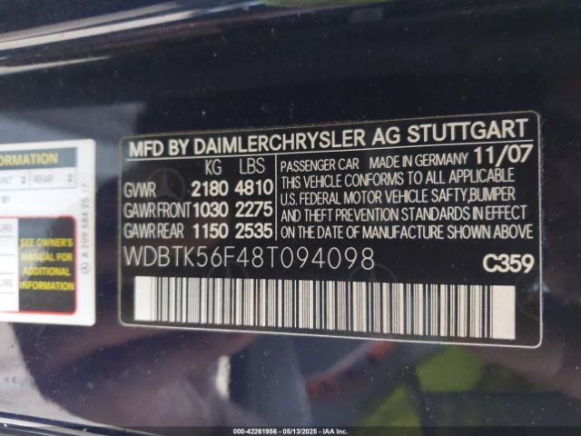 2008 MERCEDES-BENZ CLK 350 WDBTK56F48T094098 Photo 8