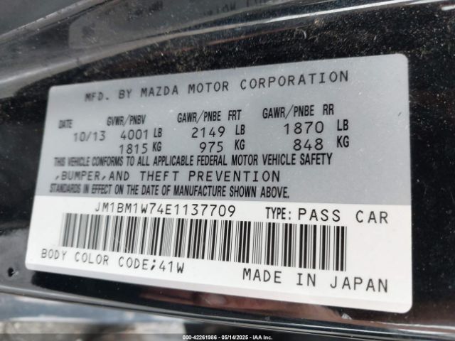 JM1BM1W74E1137709 Mazda Mazda3 I Grand Touring