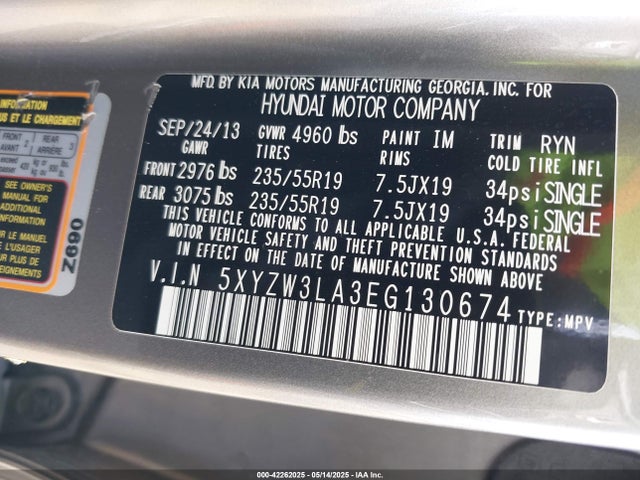 5XYZW3LA3EG130674 Hyundai t-gdi theta