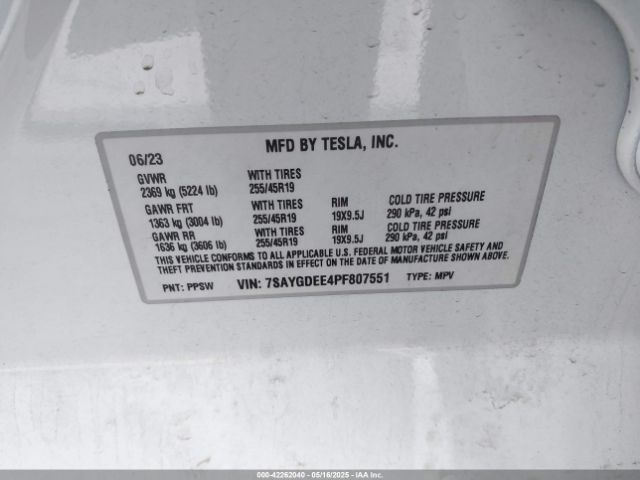 7SAYGDEE4PF807551 Tesla Model Y