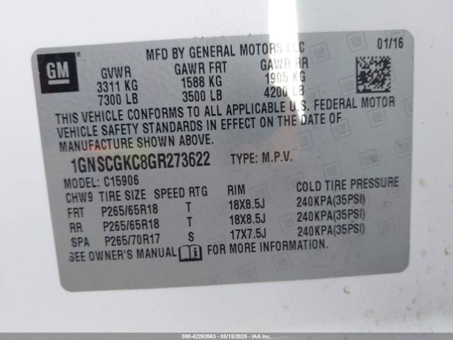 1GNSCGKC8GR273622 Chevrolet Suburban Ls