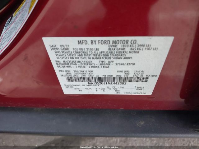 MAJ3S2GE1MC442302 Ford Ecosport Se