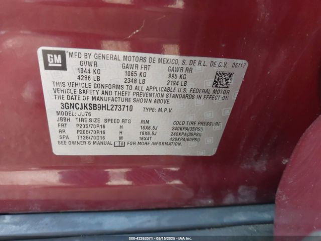 3GNCJKSB9HL273710 Chevrolet TRAX LS
