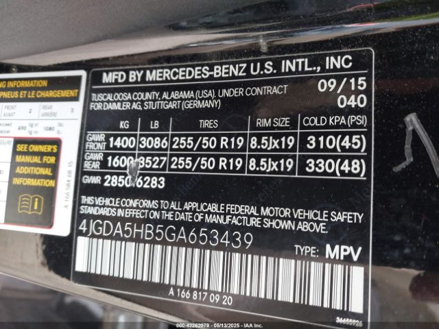 4JGDA5HB5GA653439 Mercedes-Benz Gle 350 4matic