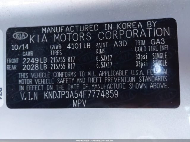 KNDJP3A54F7774859 KIA SOUL +
