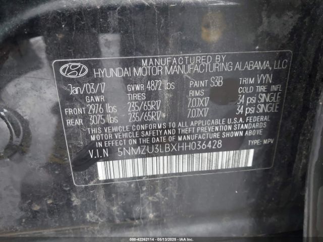 5NMZU3LBXHH036428 Hyundai Santa Fe Sport 2.4l