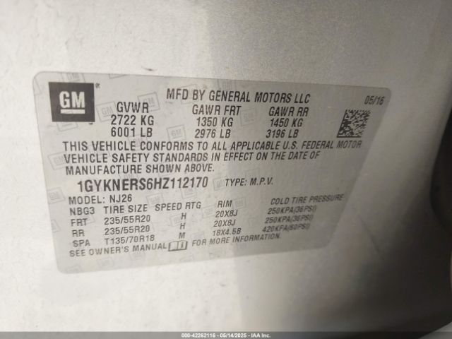 2017 CADILLAC XT5 1GYKNERS6HZ112170 Photo 8