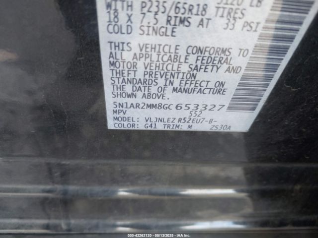 5N1AR2MM8GC653327 Nissan Pathfinder Platinum/s/sl/sv