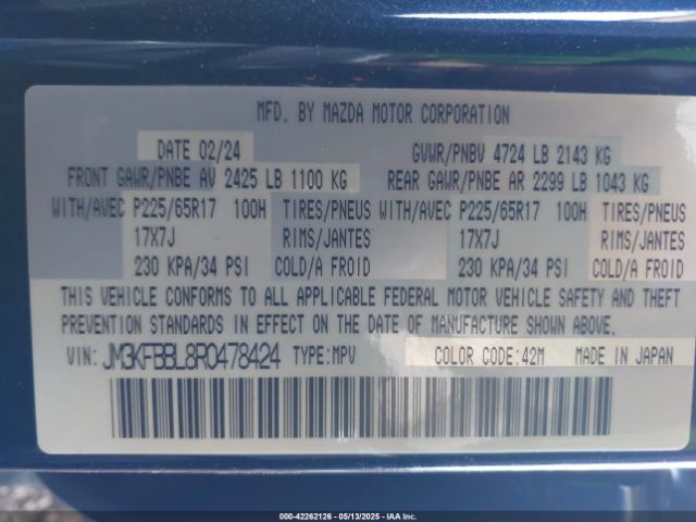2024 MAZDA CX-5 JM3KFBBL8R0478424 Photo 8