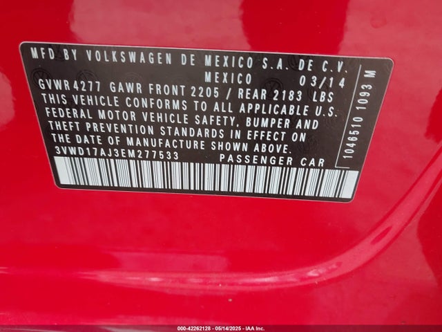 3VWD17AJ3EM277533 Volkswagen Jetta 1.8t Se