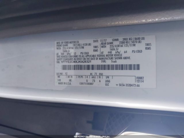 1FTYE2CMXJKA26321 Ford Transit-150