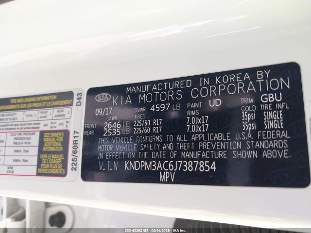KNDPM3AC6J7387854 KIA Sportage Lx