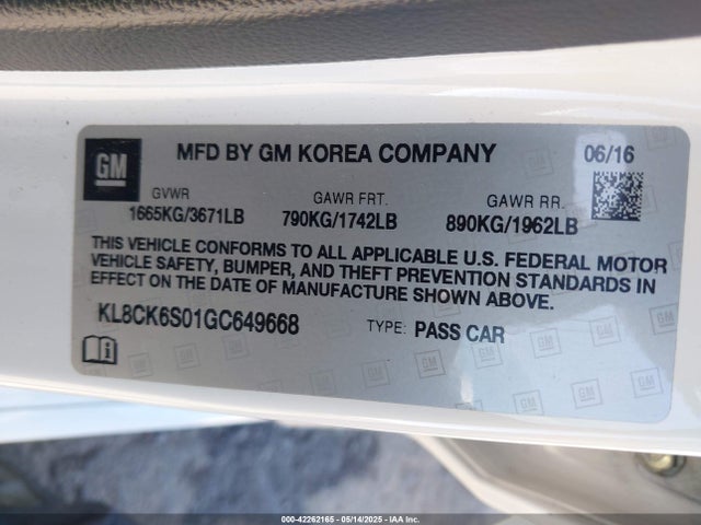 KL8CK6S01GC649668 Chevrolet eno - engine none