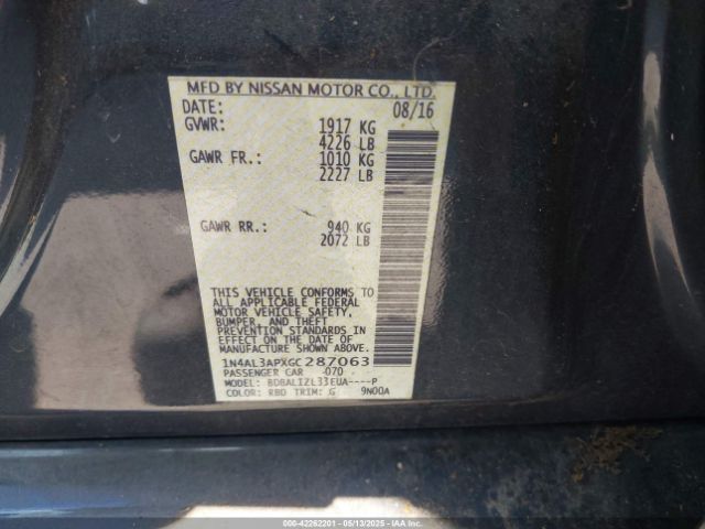1N4AL3APXGC287063 Nissan Altima 2.5 Sv