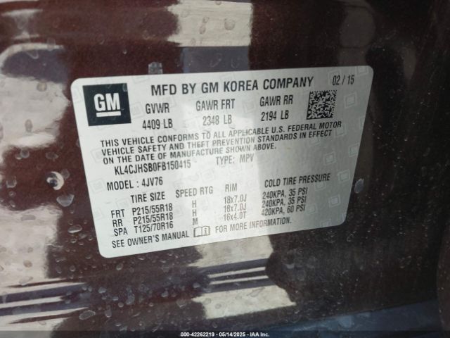 KL4CJHSB0FB150415 Buick Encore Premium