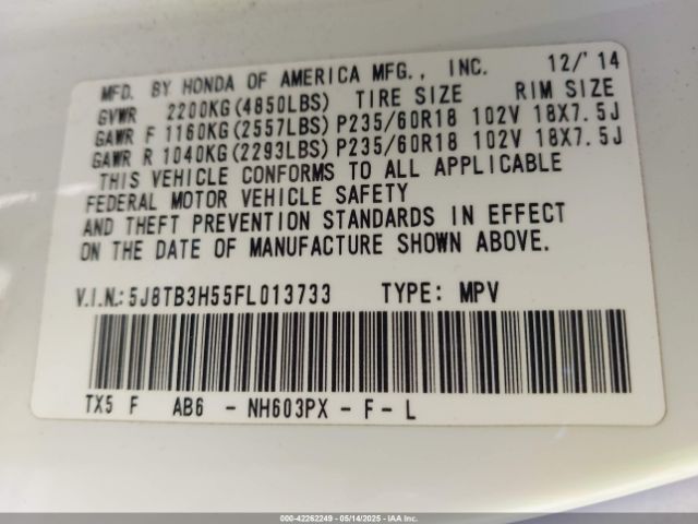 5J8TB3H55FL013733 Acura RDX