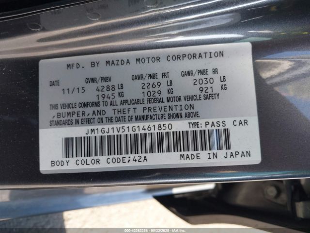 JM1GJ1V51G1461850 Mazda Mazda6 I Touring