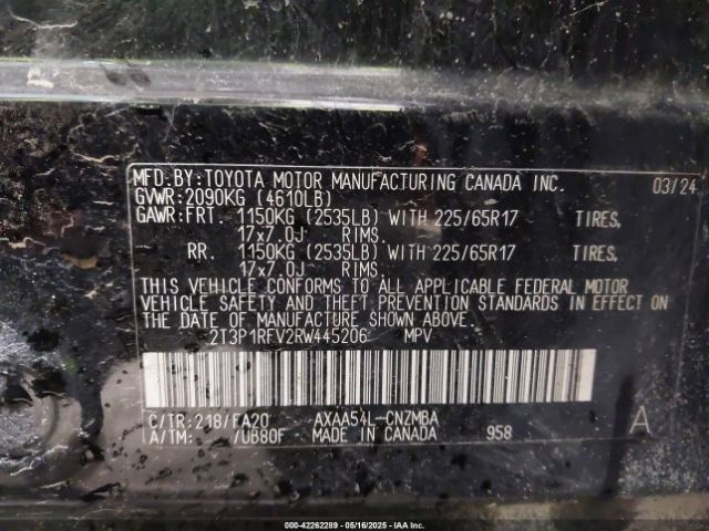 2T3P1RFV2RW445206 Toyota Rav4 Xle
