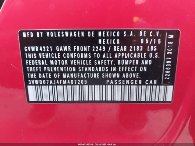3VWD07AJ4FM407209 Volkswagen Jetta 1.8t Se