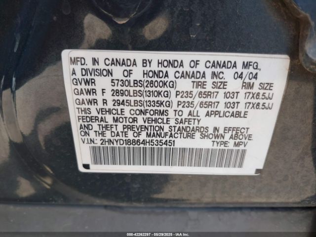2004 ACURA MDX 2HNYD18864H535451 Photo 8