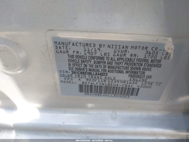 Nissan Versa 2020 3N1CN8EV6LL844023 Image 9