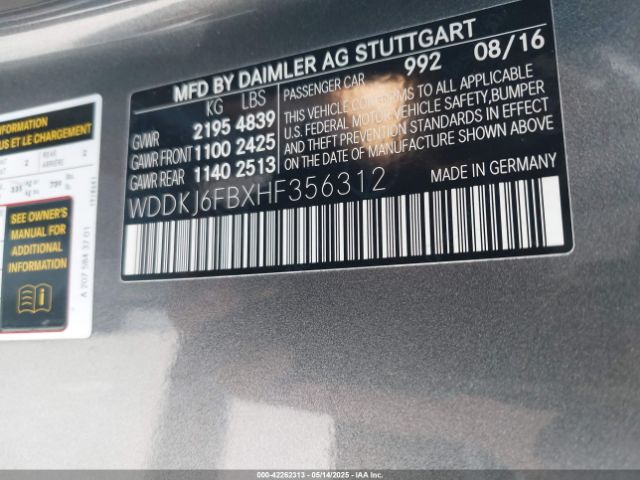 WDDKJ6FBXHF356312 Mercedes-Benz E 400