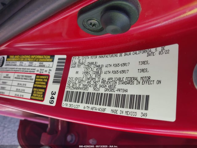 3TMCZ5AN8NM493053 Toyota 2gr-fks