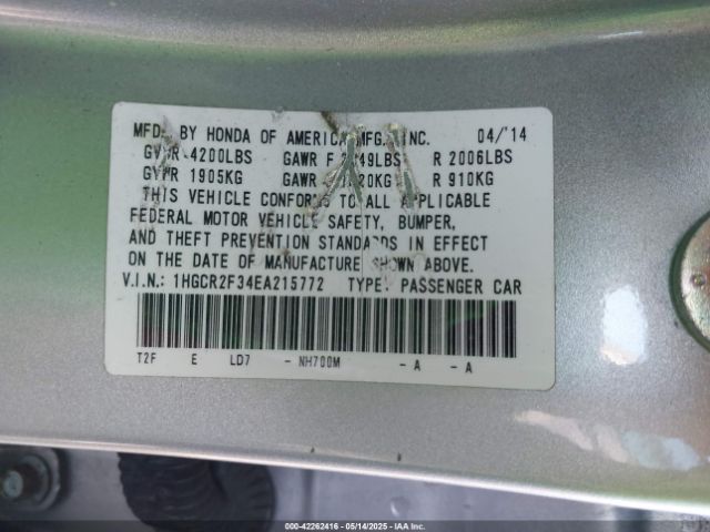 1HGCR2F34EA215772 Honda ACCORD LX