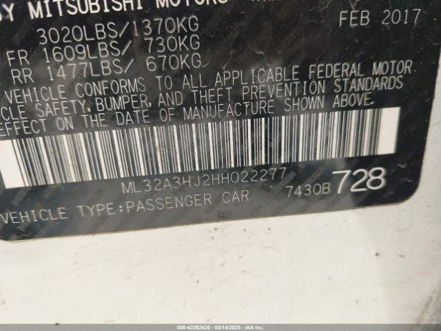 ML32A3HJ2HH022277 Mitsubishi MIRAGE ES