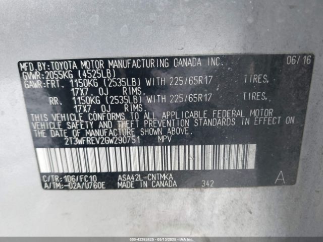 2016 TOYOTA RAV4 2T3WFREV2GW290751 Photo 8