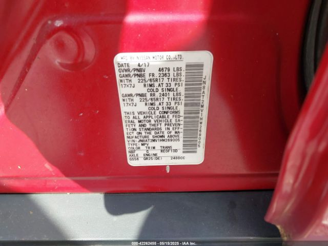 JN8AT2MV1HW269005 Nissan ROGUE S