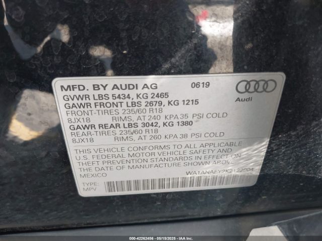 2019 AUDI Q5 WA1ANAFY2K2122904 Photo 8