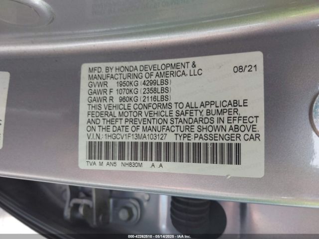 1HGCV1F13MA103127 Honda l15be