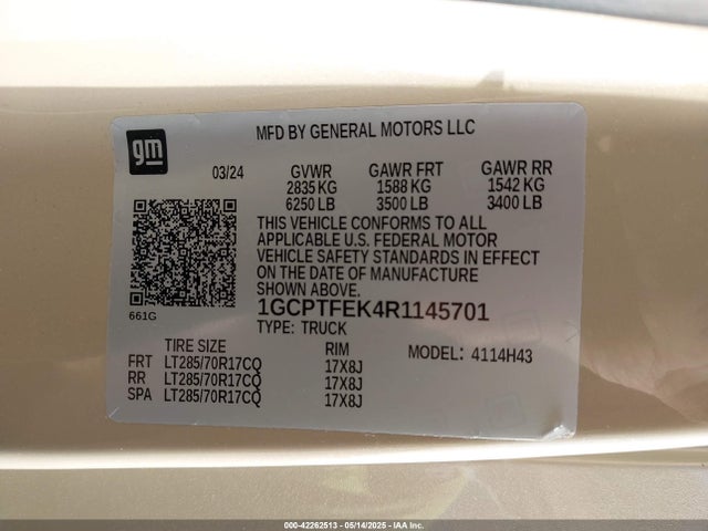 1GCPTFEK4R1145701 Chevrolet l3b