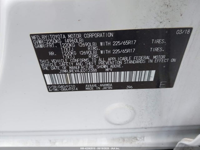 JTMRJREV4JD212388 Toyota 2ar-fxe, 2jm+2fm