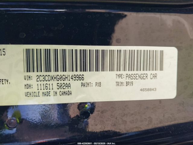 2C3CDXHG0GH149966 Dodge Charger Sxt