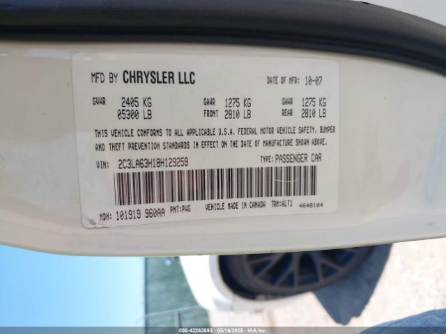 2008 CHRYSLER 300C 2C3LA63H18H129259 Photo 8