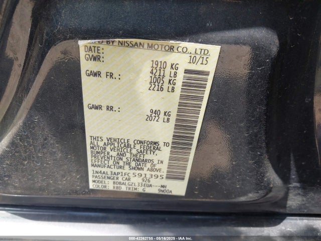Nissan Altima 2015 1N4AL3AP1FC591395 Image 9