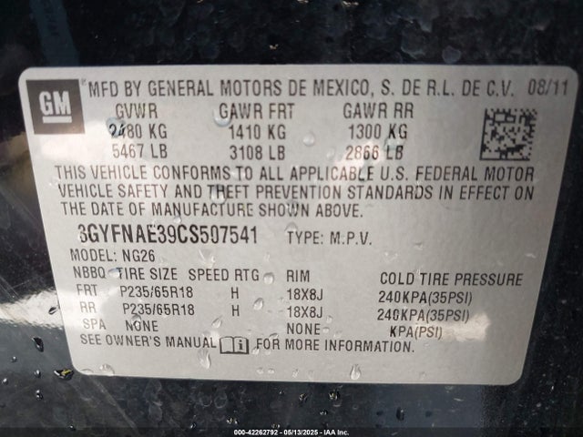 2012 CADILLAC SRX 3GYFNAE39CS507541 Photo 8