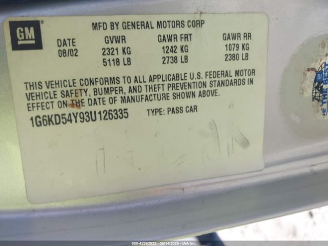 2003 CADILLAC DEVILLE 1G6KD54Y93U126335 Photo 8