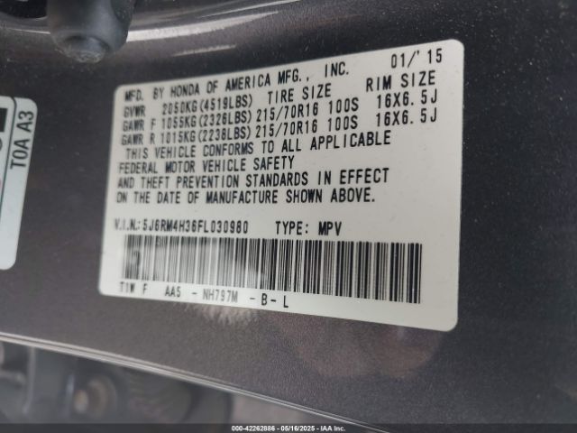 5J6RM4H36FL030980 Honda CR-V LX