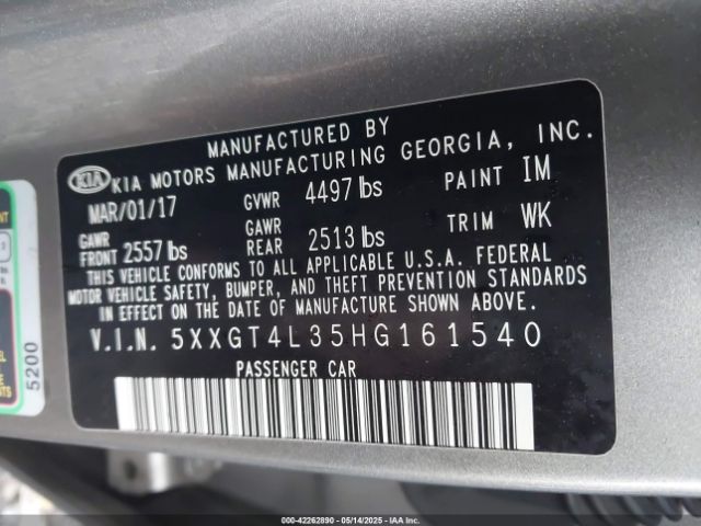 5XXGT4L35HG161540 KIA Optima Lx