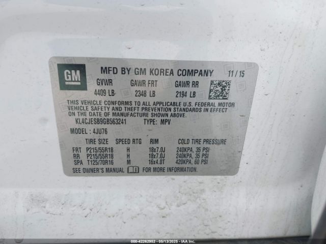 KL4CJESB9GB563241 Buick Encore
