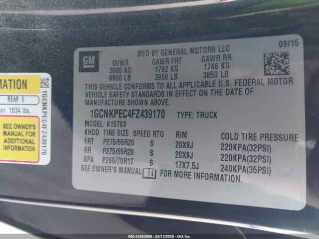 1GCNKPEC4FZ439170 Chevrolet Silverado 1500 Wt