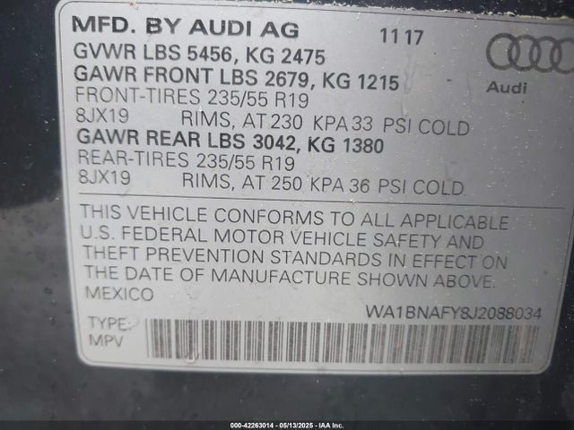 2018 AUDI Q5 WA1BNAFY8J2088034 Photo 8