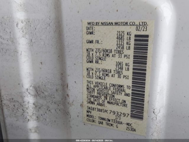 5N1BT3BB5PC793297 Nissan Rogue Sv Intelligent Awd